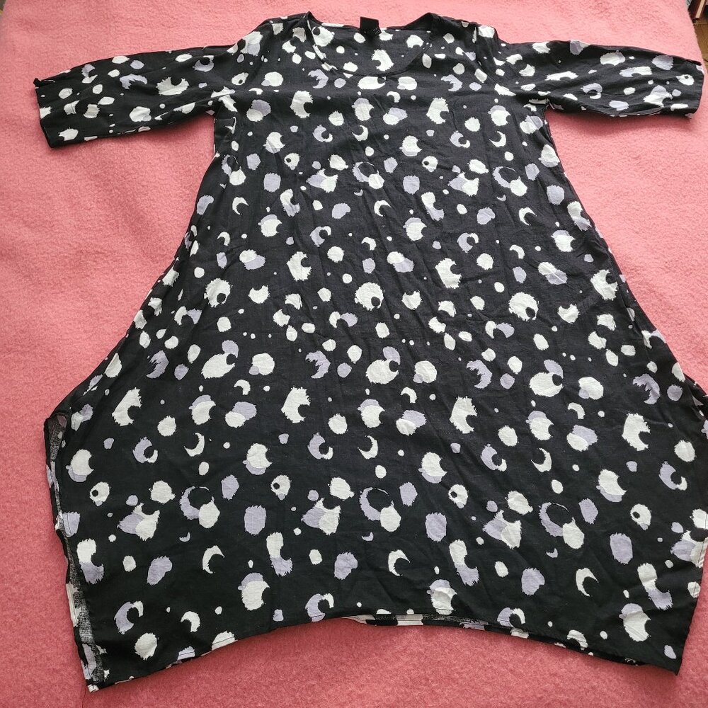 Ulla Popken Flowy Black Dress with Abrstract Grey & White Print-USA 20/22 - Picture 7 of 9